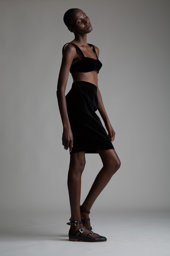 Vintage Thierry Mugler Velvet Bra and Skirt Set